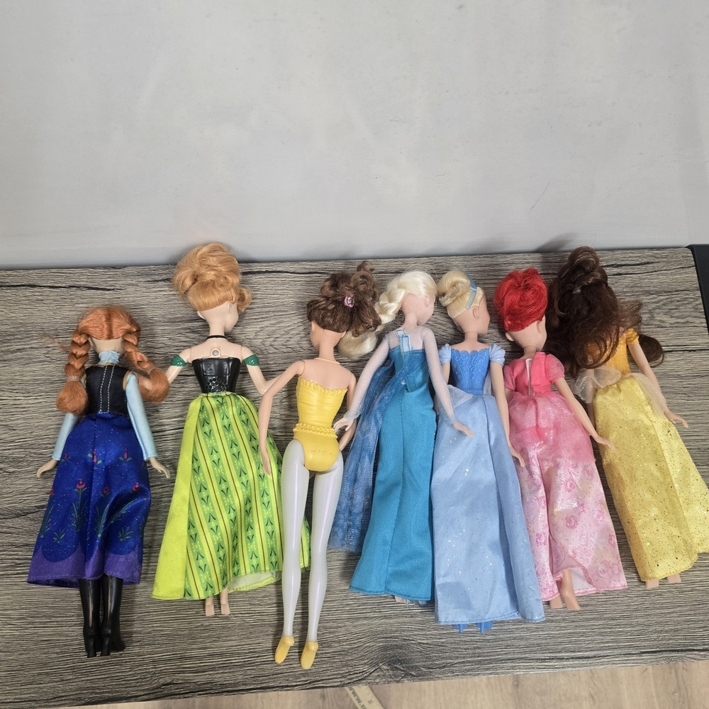 Lot of 7 Disney Dolls Princess Elsa Belle Anna Cinderella Ariel Beauty Beast - Picture 6 of 7